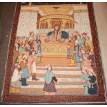 A large Indian painting on fabric, depicting a court scene, 180cm x 118cm; and a smaller example