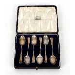 A cased set of silver silver teaspoons, Sheffield 1912