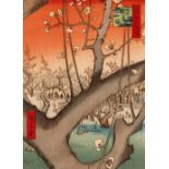 Four framed Japanese wood block prints, by Ando Hiroshige