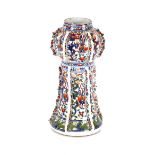 A Wucai vase, Gu Wanli style with multi floral and dragon decoration 25cm high; and a Chinese blue