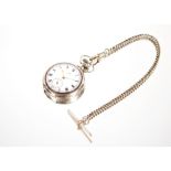 An Omega silver cased pocket watch and chain