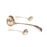 An Edwardian silver "Kings" pattern soup ladle, Sheffield 1903; a George III silver sauce ladle,