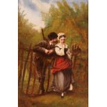 A late 19th / early 20th Century European school, pair of studies depicting courting couple in rural