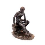 A 19th Century bronze figure, of a seated Mercury,