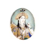 A miniature Indian portrait on ivory, 9.3cm x 7cm