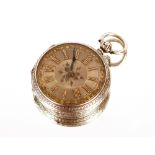 A Victorian silver pocket watch, the case with foliate engraved decoration, Roman numeral dial