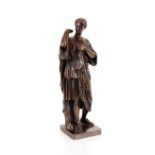 A classical style bronze figure, of a robed lady on square plinth base, 40cm high