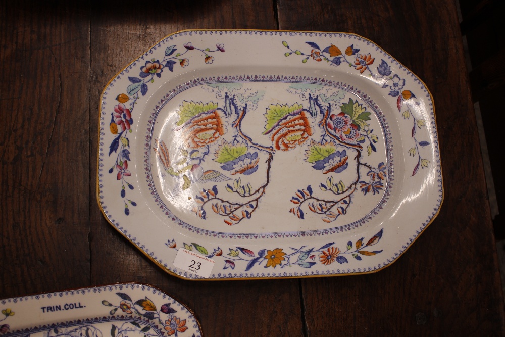 A 19th Century Chinese blue and white meat platter, decorated exotic garden scene, 41cm; a 19th - Image 5 of 10