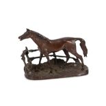 A bronze figure of a horse, 23cm long