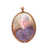 Emilie King, two small portrait studies of an elderly lady and gentleman in brass frames