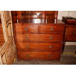 A 19th Century mahogany chest, of two short and three long drawers raised on castors, 115cm wide x