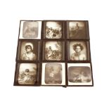 Nine Magic Lantern slides, depicting South Seas native figures