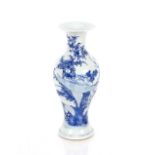 A Chinese blue and white baluster vase, decorated birds and foliage, four character mark to base (