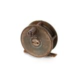 A brass Hardy fishing reel, 6.4cm dia. overall