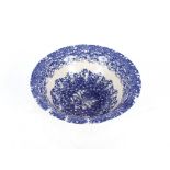 A fine 19th Century blue and white spongeware wash bowl, 33.5cm dia.