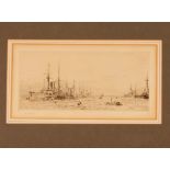 W L Wyllie, a pair of etchings depicting shipping scenes