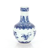 A Chinese blue and white baluster vase, with floral decoration and under glaze blue seal mark to