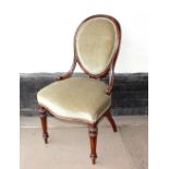 Three Victorian walnut Gillow dining chairs, havin