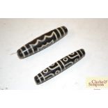 Two agate Tibetan style beads