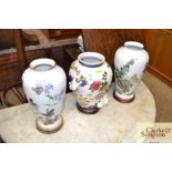 Three Franklin Mint vases, one AF