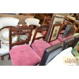 A set of six mahogany pink upholstered chairs