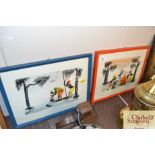 Two signed Congolese gouache paintings