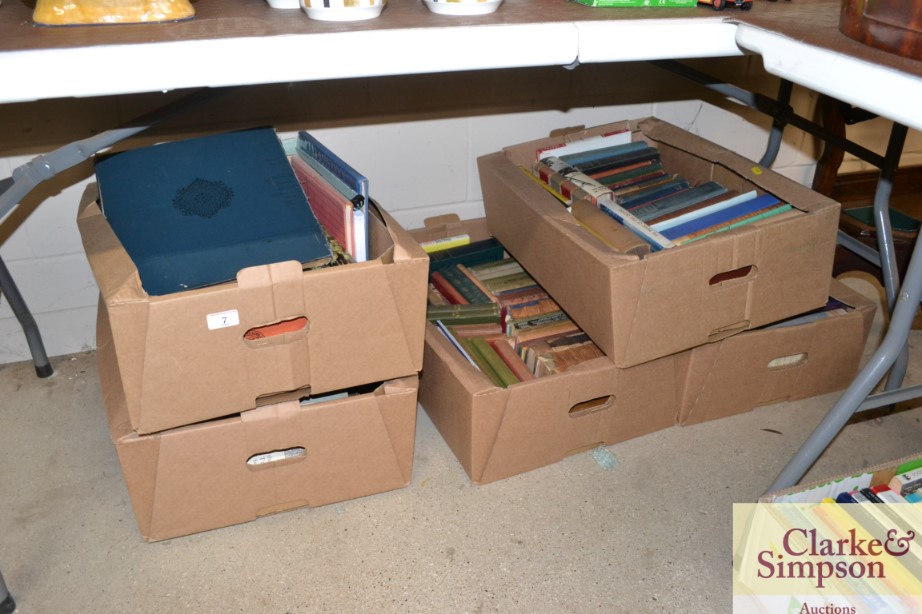 Five boxes of various books