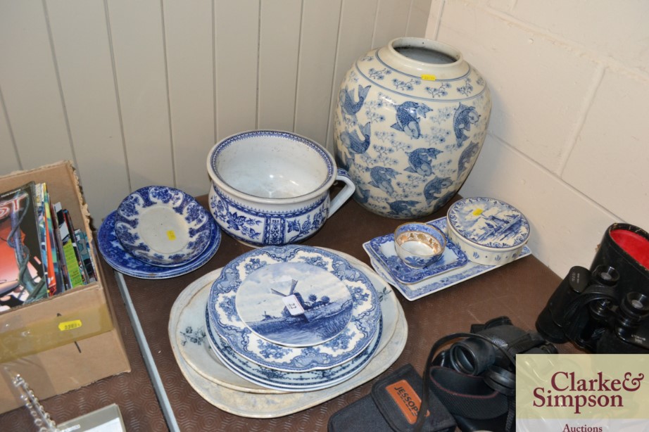 A quantity of various blue and white china
