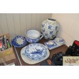 A quantity of various blue and white china