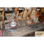 Two 1930's oak mantel clocks, one chiming