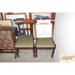 Two Victorian mahogany bar back dining chairs