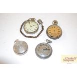 Four various pocket watches to include a silver ex