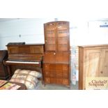 An oak bureau bookcase