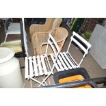 Two metal folding garden chairs