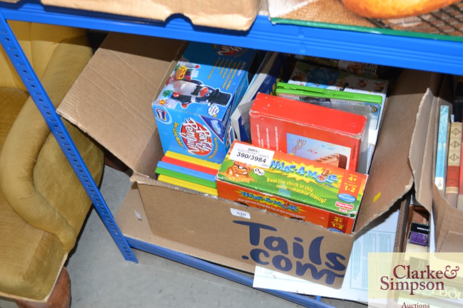 A box of miscellaneous children's games etc and Tr