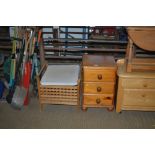A pine bedside chest fitted three drawers; a hardw