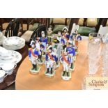 A collection of continental porcelain soldier figu