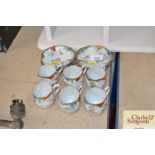Six Japanese egg shell porcelain coffee cans and s