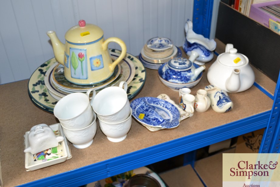 A quantity of various china to include blue and wh