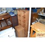 Two beech effect CD storage units and a multi draw