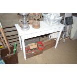 A white painted hall table fitted single drawer