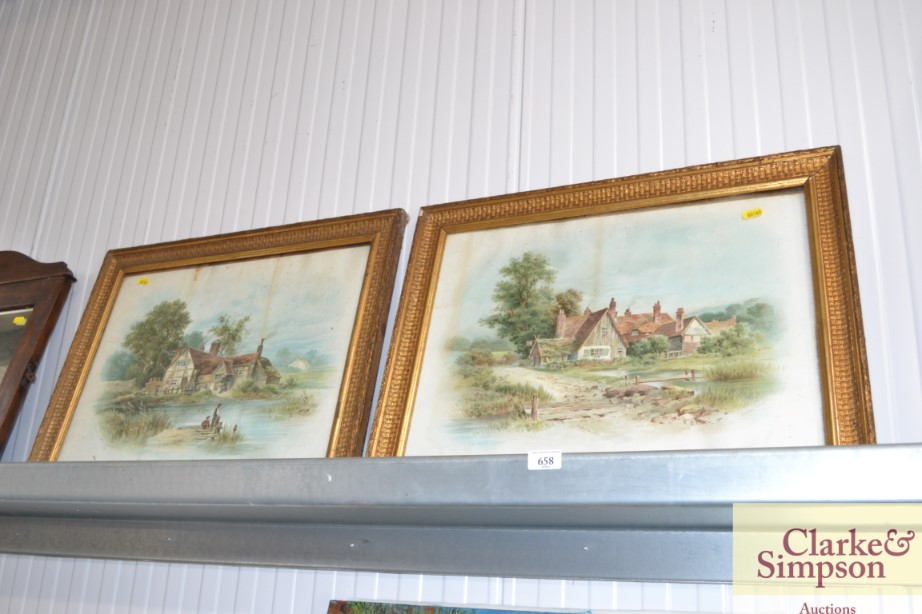 A pair of Victorian prints in gilt frames