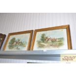 A pair of Victorian prints in gilt frames