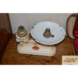 A set of Lincoln kitchen scales and weights