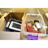 Two boxes of various costume jewellery