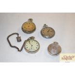 Four various pocket watches to include a silver ex