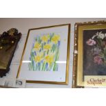 A Linda Powell watercolour study of daffodils