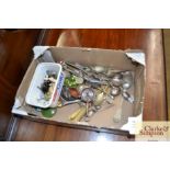 A box of various plated cutlery; Wade Whimsies; gl