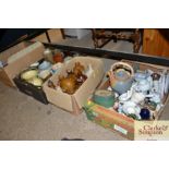 Four boxes of miscellaneous pottery to include jug