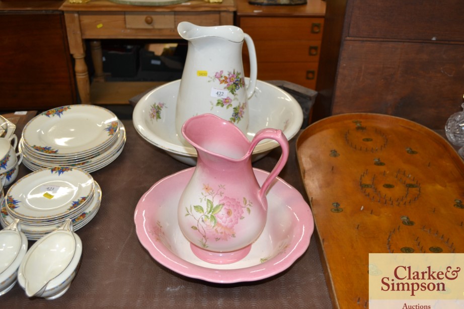 A floral pattern toilet jug and basin; and a simil